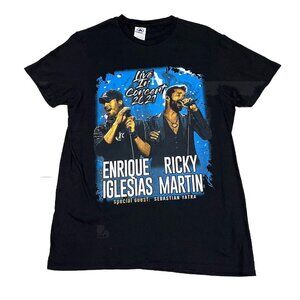 Enrique Iglesias Ricky Martin Black 2021 Concert Tour Double Sided Shirt Medium